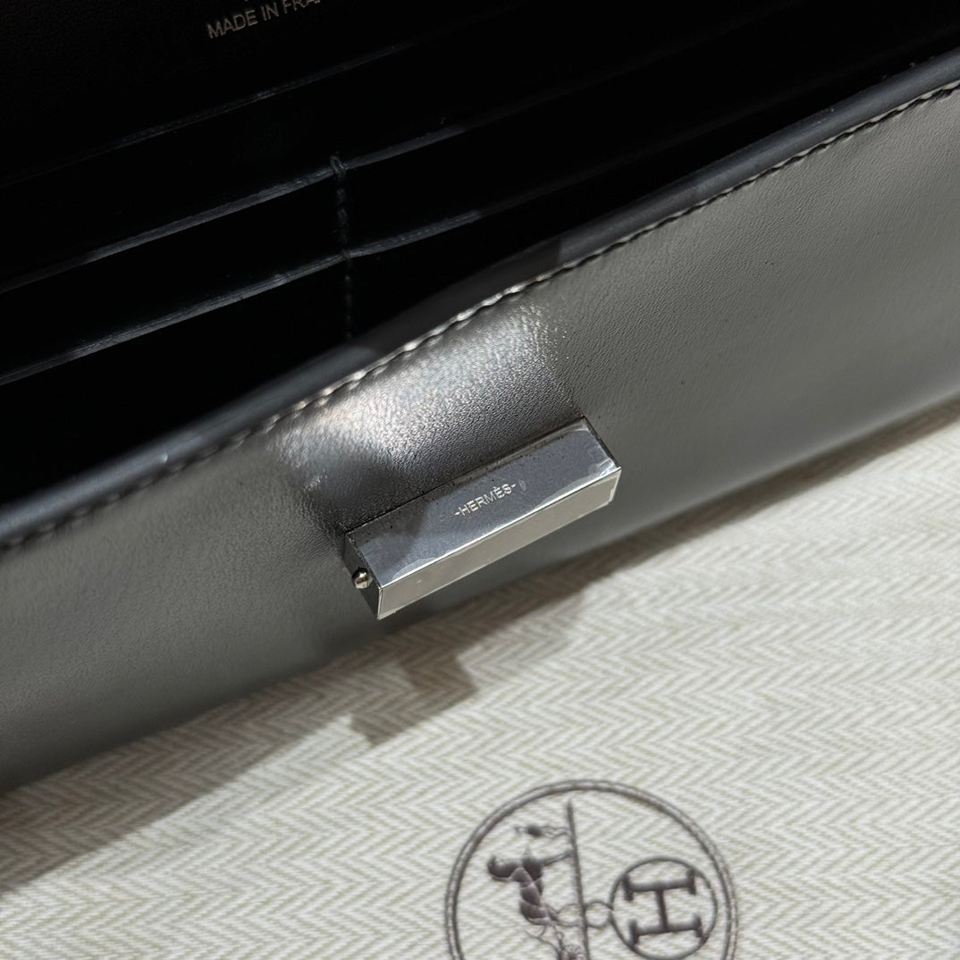 Hermès In-the-Loop Phone Pouch - Black Leather with Silver Hardware
