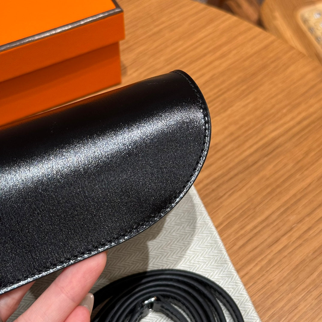 Hermès In-the-Loop Phone Pouch - Black Leather with Silver Hardware