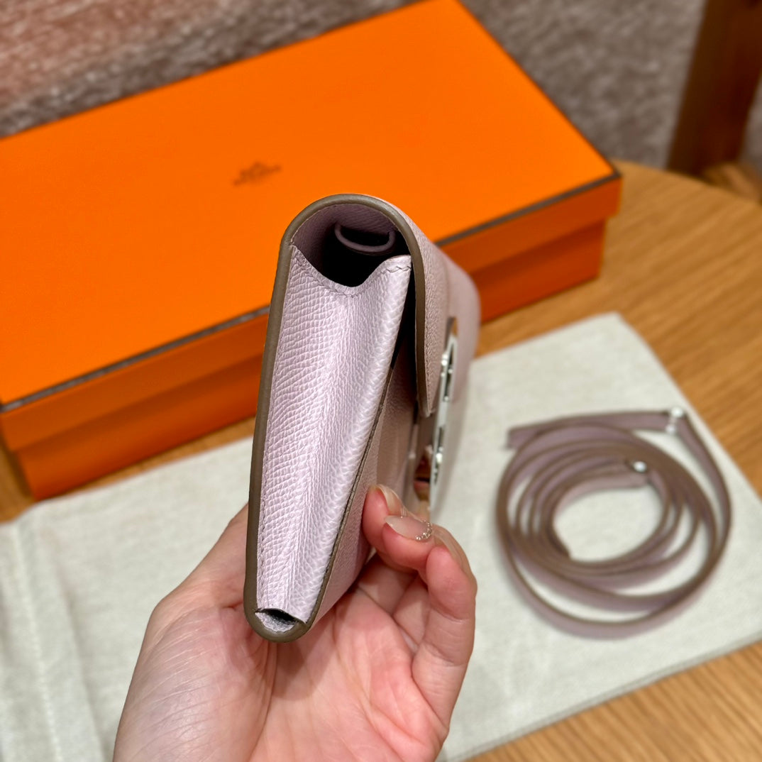 Hermès In-the-Loop Phone Pouch - Mauve Sylvestre Epsom Leather with Silver Hardware