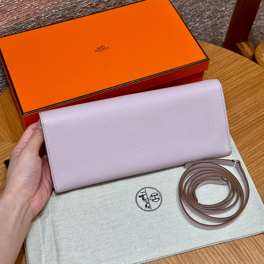 Hermès In-the-Loop Phone Pouch - Mauve Sylvestre Epsom Leather with Silver Hardware