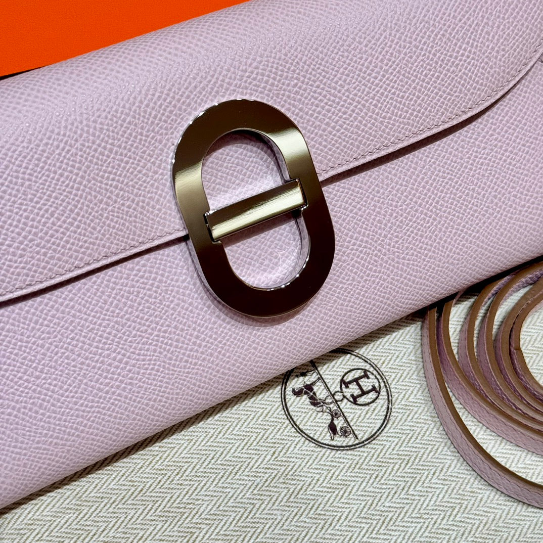 Hermès In-the-Loop Phone Pouch - Mauve Sylvestre Epsom Leather with Silver Hardware
