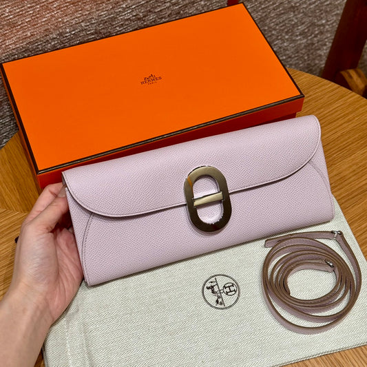 Hermès In-the-Loop Phone Pouch - Mauve Sylvestre Epsom Leather with Silver Hardware