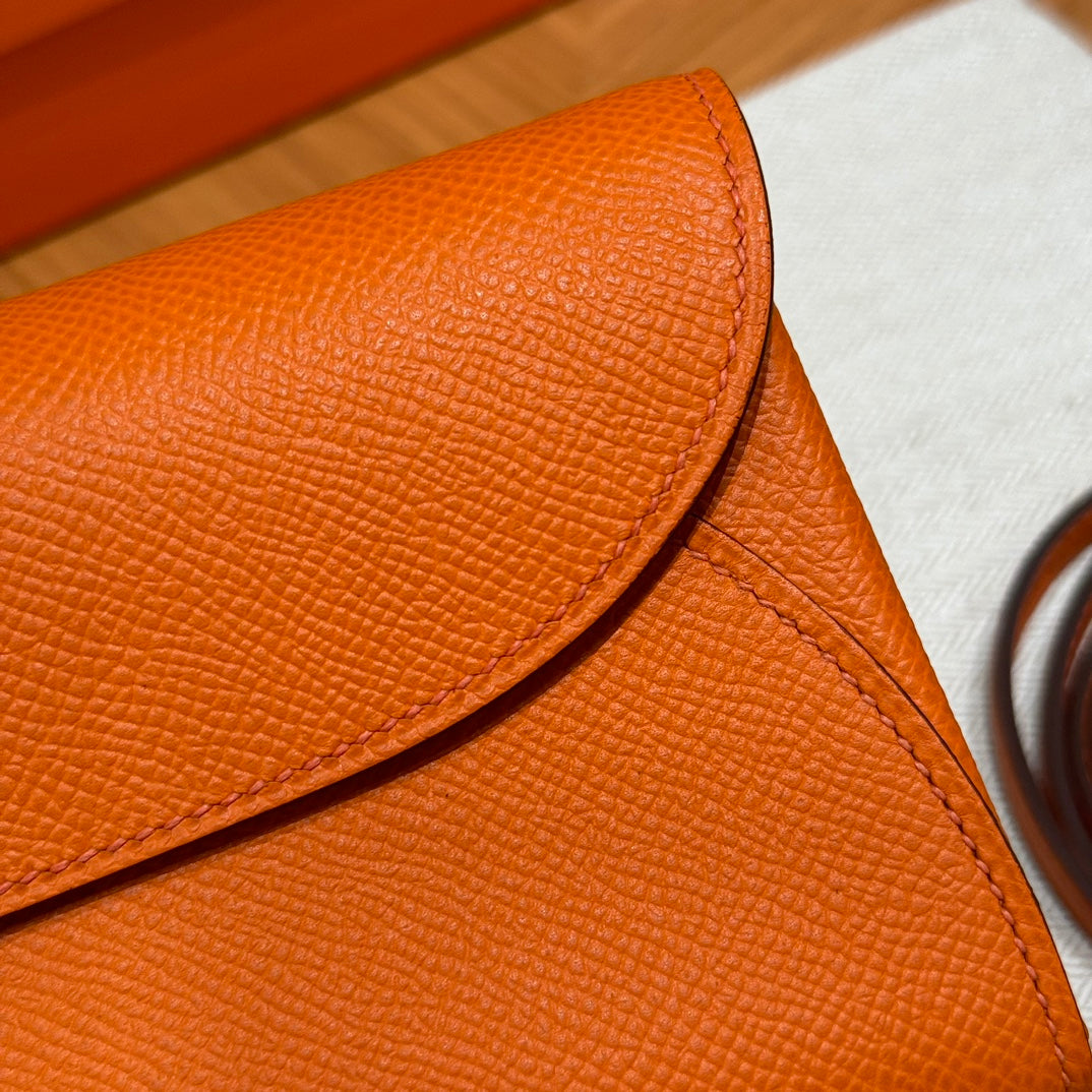 Hermes Cherche-Midi Leather Clutch Bag with Detachable Strap - Orange