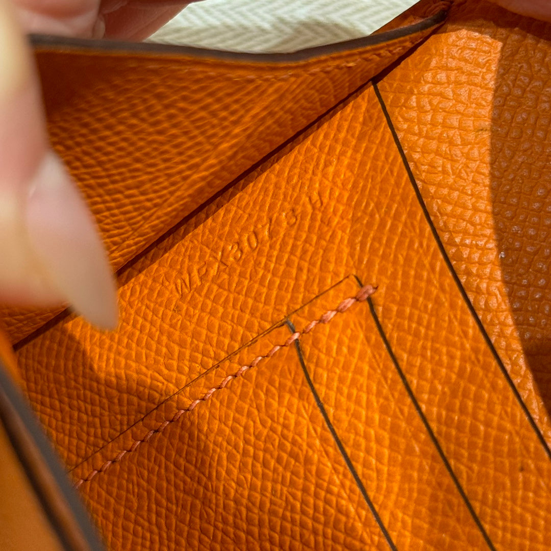 Hermès Orange Epsom Leather Envelope Clutch Bag with Silver-Tone Hardware