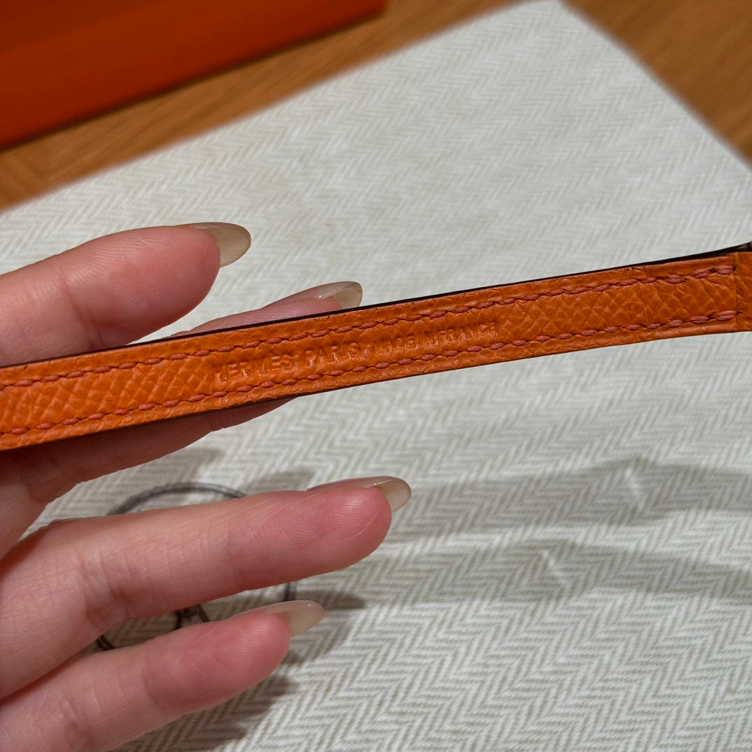 Hermès Orange Epsom Leather Envelope Clutch Bag with Silver-Tone Hardware