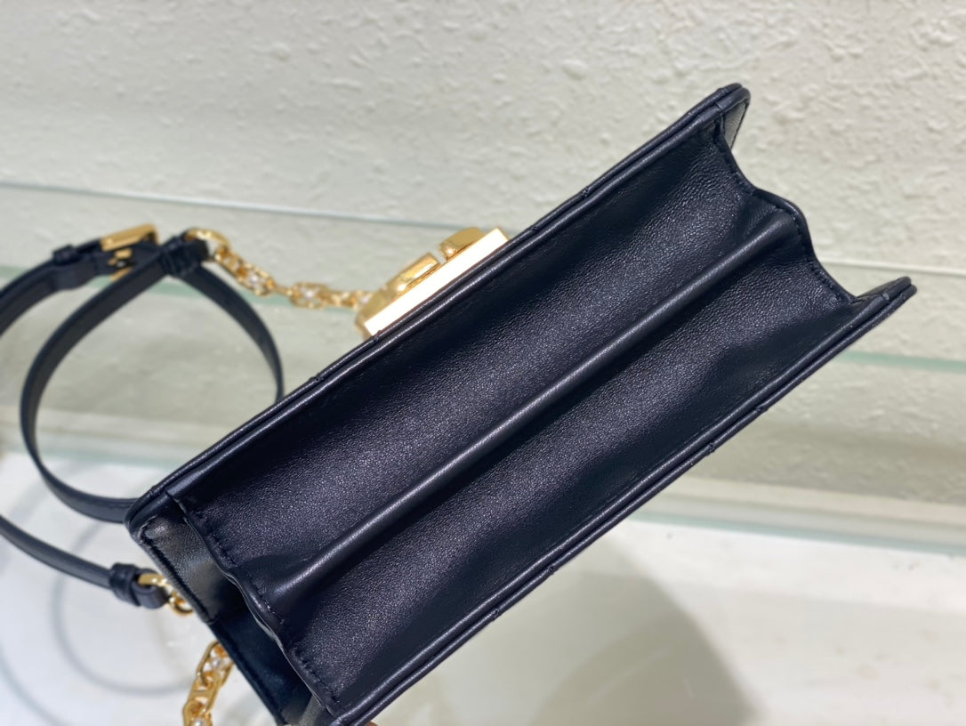 Miss Dior Mini Top Handle Bag - Navy Blue Cannage Lambskin with Gold-Finish Hardware