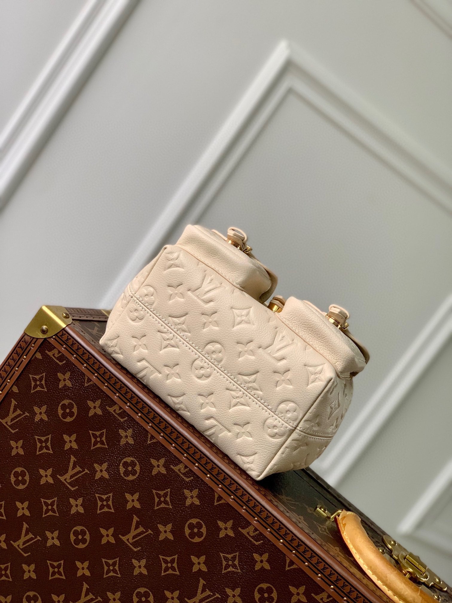 Louis Vuitton Montsouris BB Backpack in Monogram Empreinte Leather - Cream