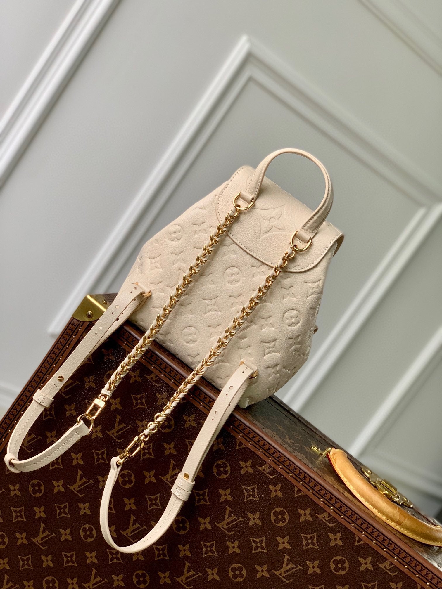 Louis Vuitton Montsouris BB Backpack in Monogram Empreinte Leather - Cream