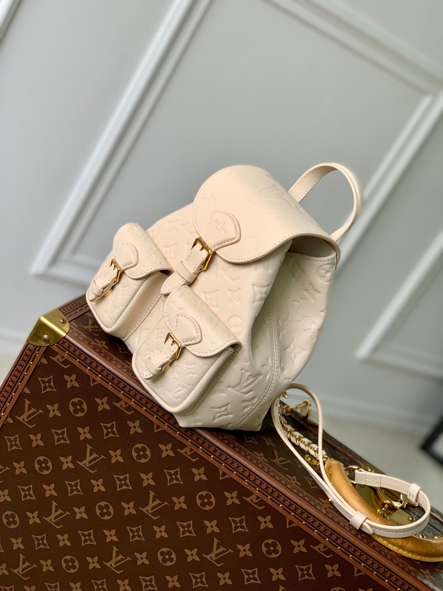Louis Vuitton Montsouris BB Backpack in Monogram Empreinte Leather - Cream