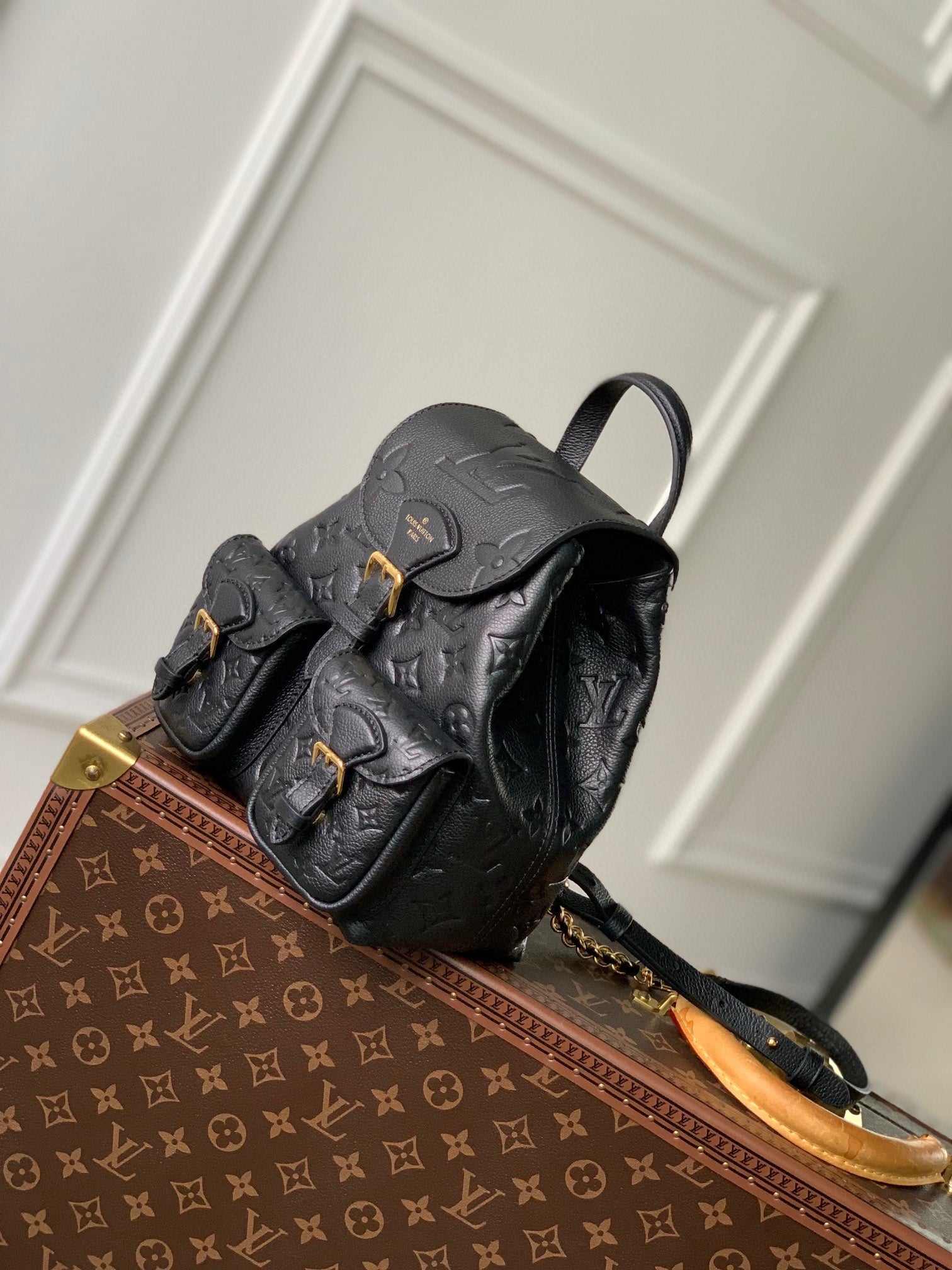 Louis Vuitton Montsouris PM Backpack Monogram Empreinte Leather Black