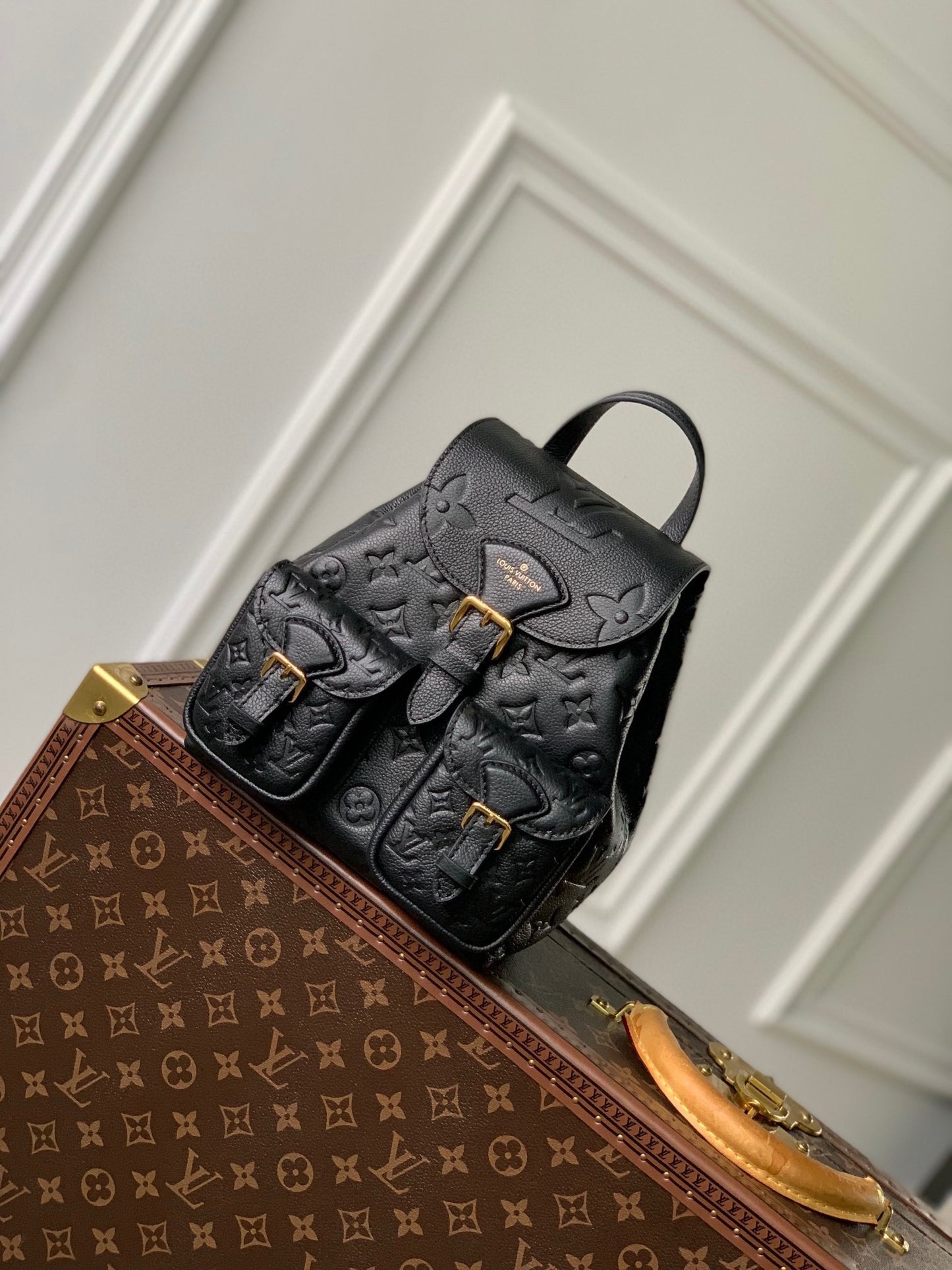 Louis Vuitton Montsouris PM Backpack Monogram Empreinte Leather Black
