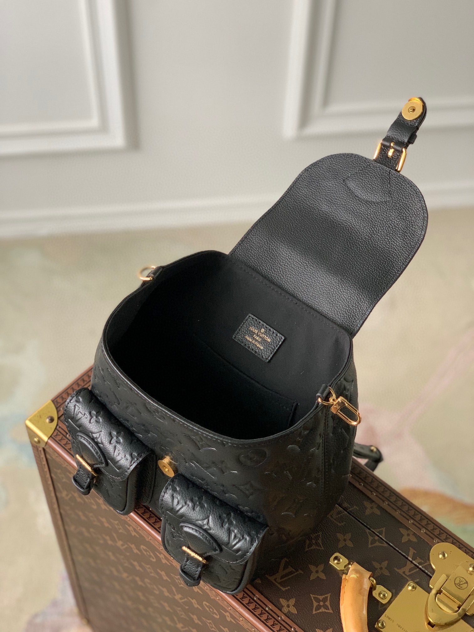 Louis Vuitton Montsouris PM Backpack Monogram Empreinte Leather Black