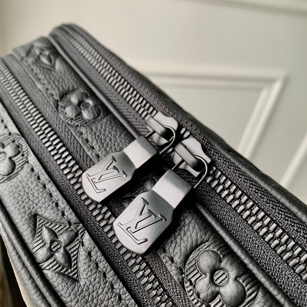 Louis Vuitton Monogram Shadow Leather Crossbody Messenger Bag - Black