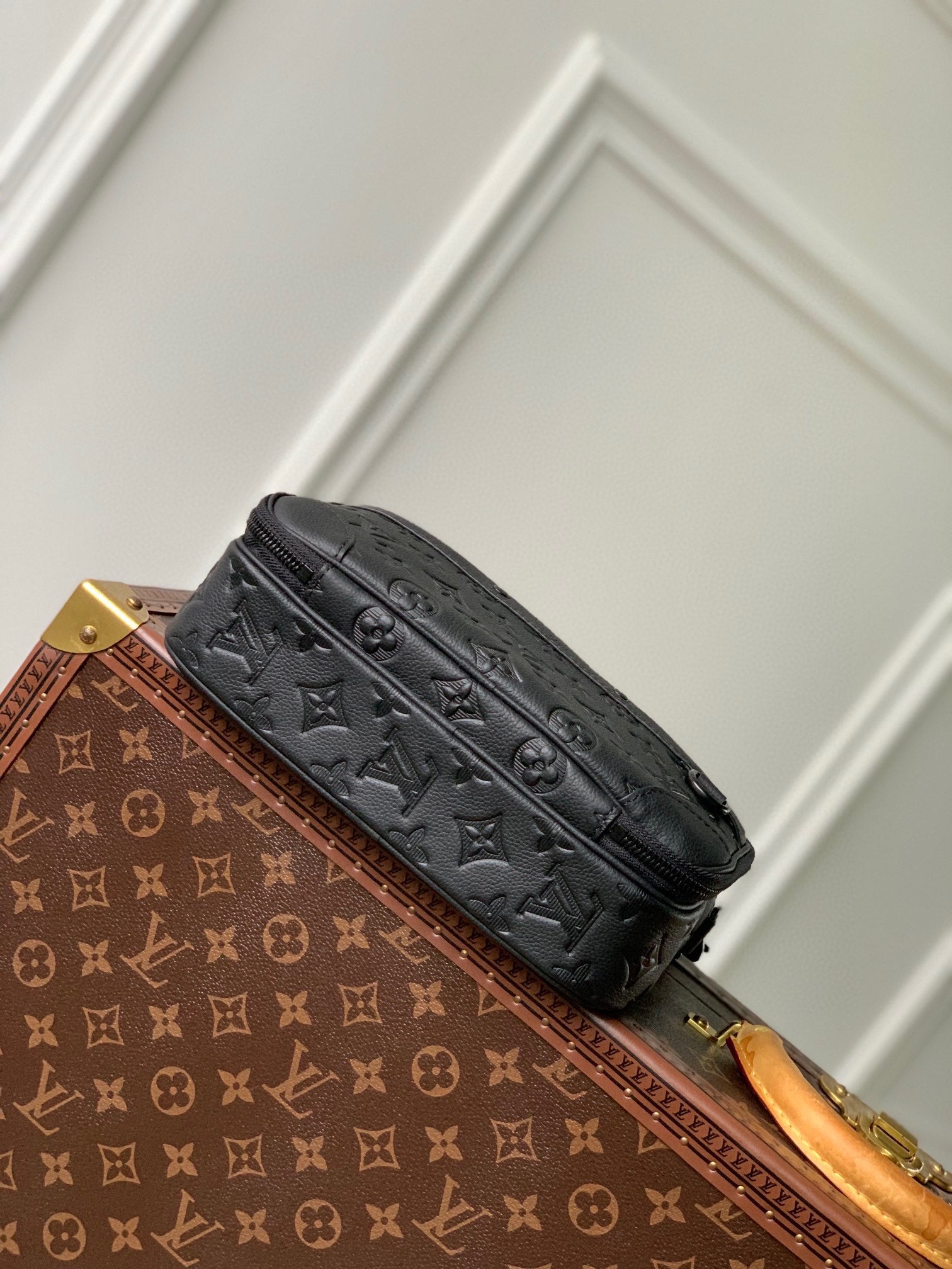 Louis Vuitton Monogram Shadow Leather Crossbody Messenger Bag - Black