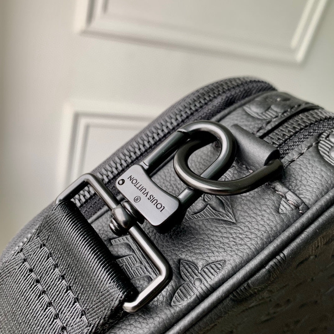 Louis Vuitton Monogram Shadow Leather Crossbody Messenger Bag - Black