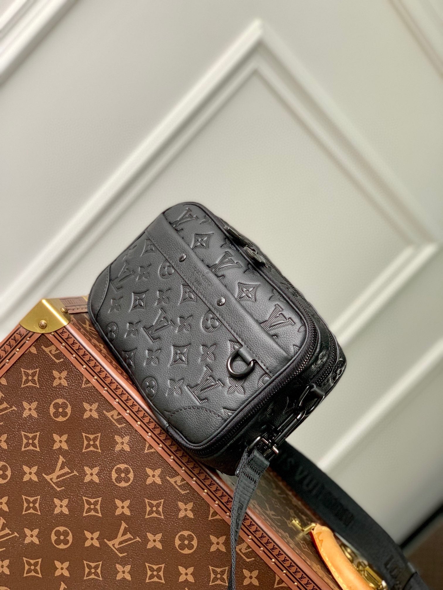 Louis Vuitton Monogram Shadow Leather Crossbody Messenger Bag - Black