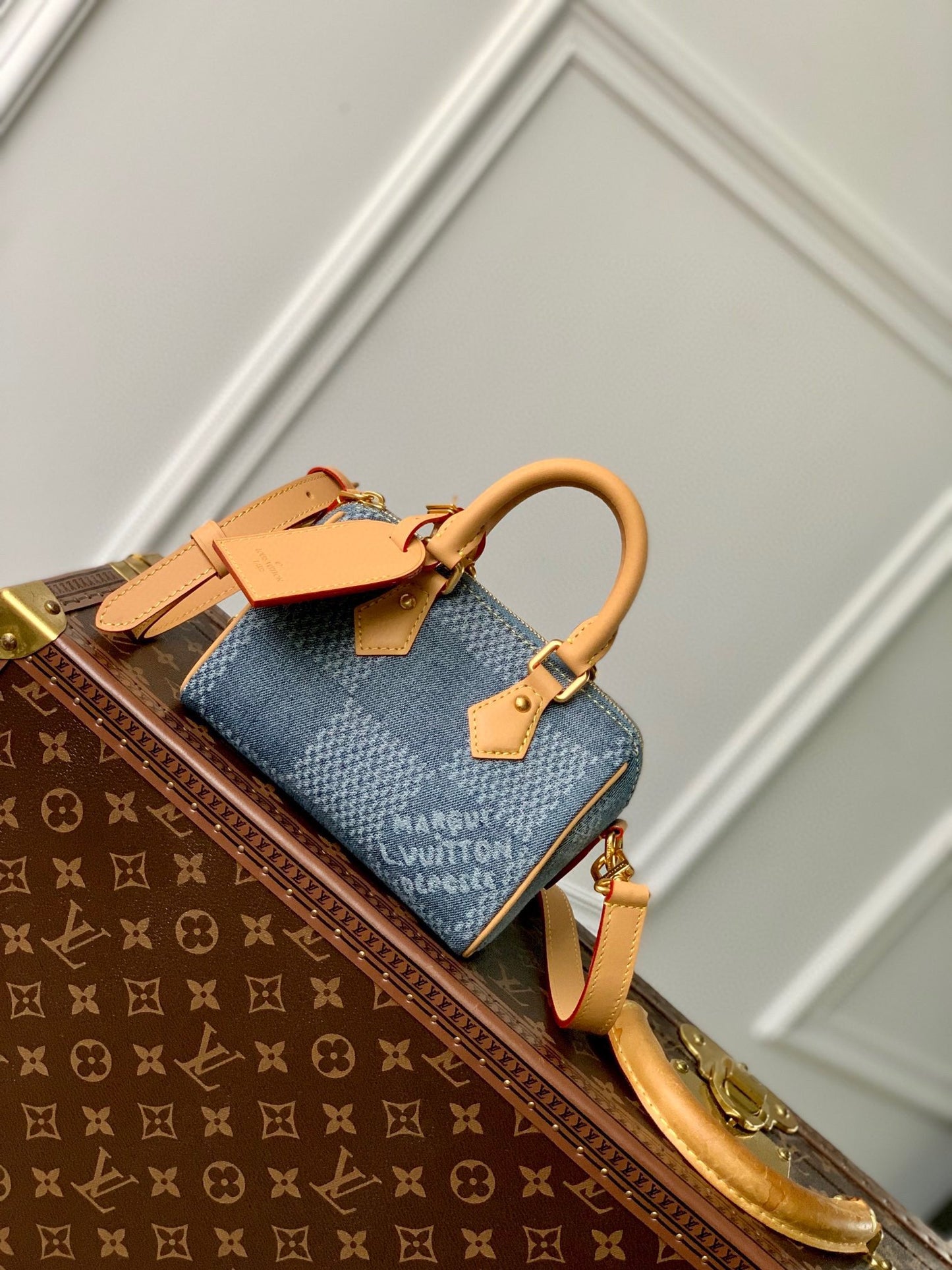 Louis Vuitton Nano Speedy Damier Denim Handbag - Mini Crossbody Bag