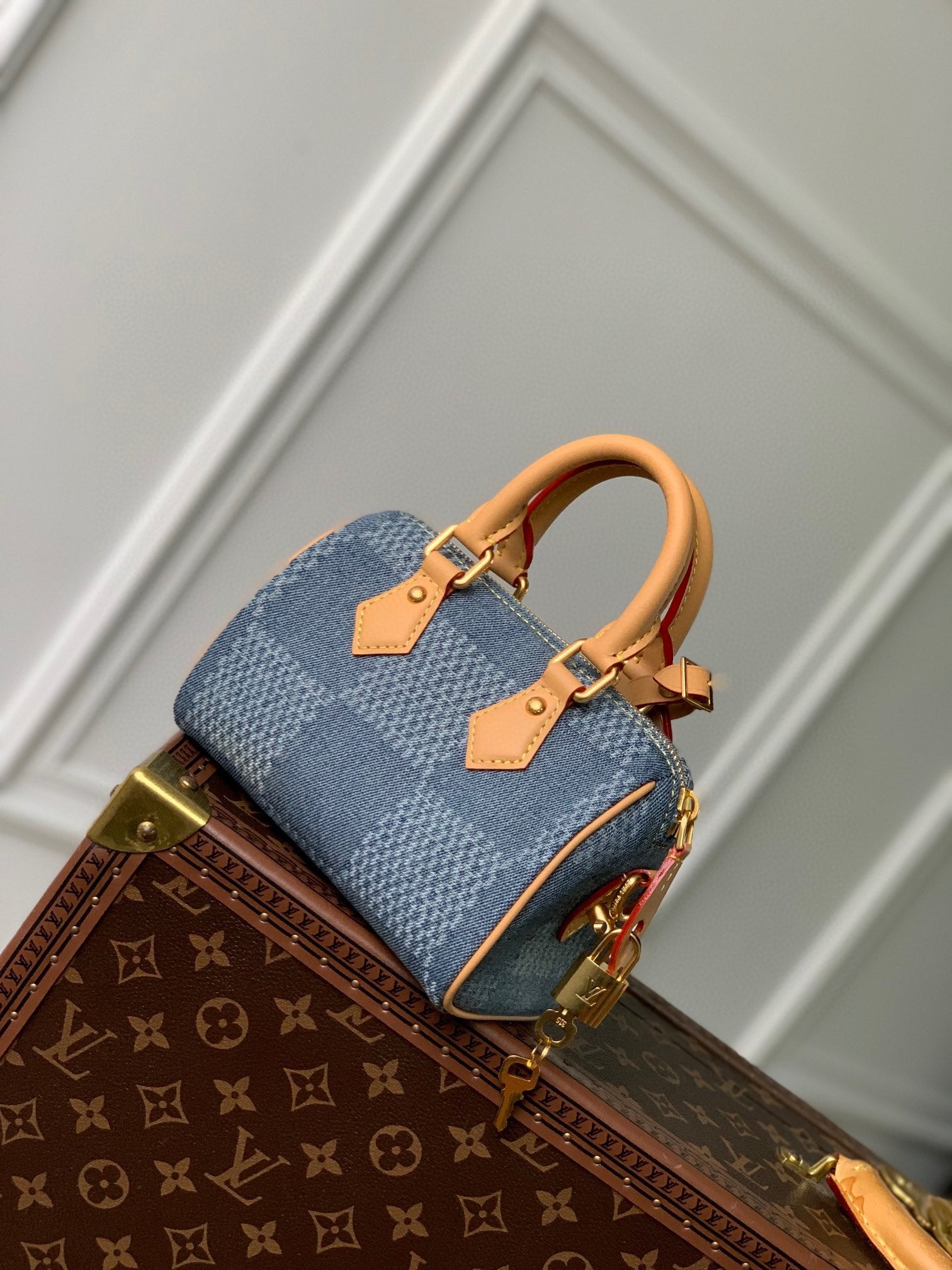 Louis Vuitton Nano Speedy Damier Denim Handbag - Mini Crossbody Bag