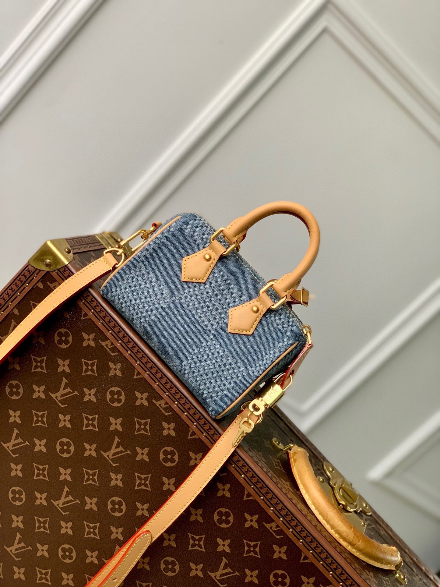 Louis Vuitton Nano Speedy Damier Denim Handbag - Mini Crossbody Bag
