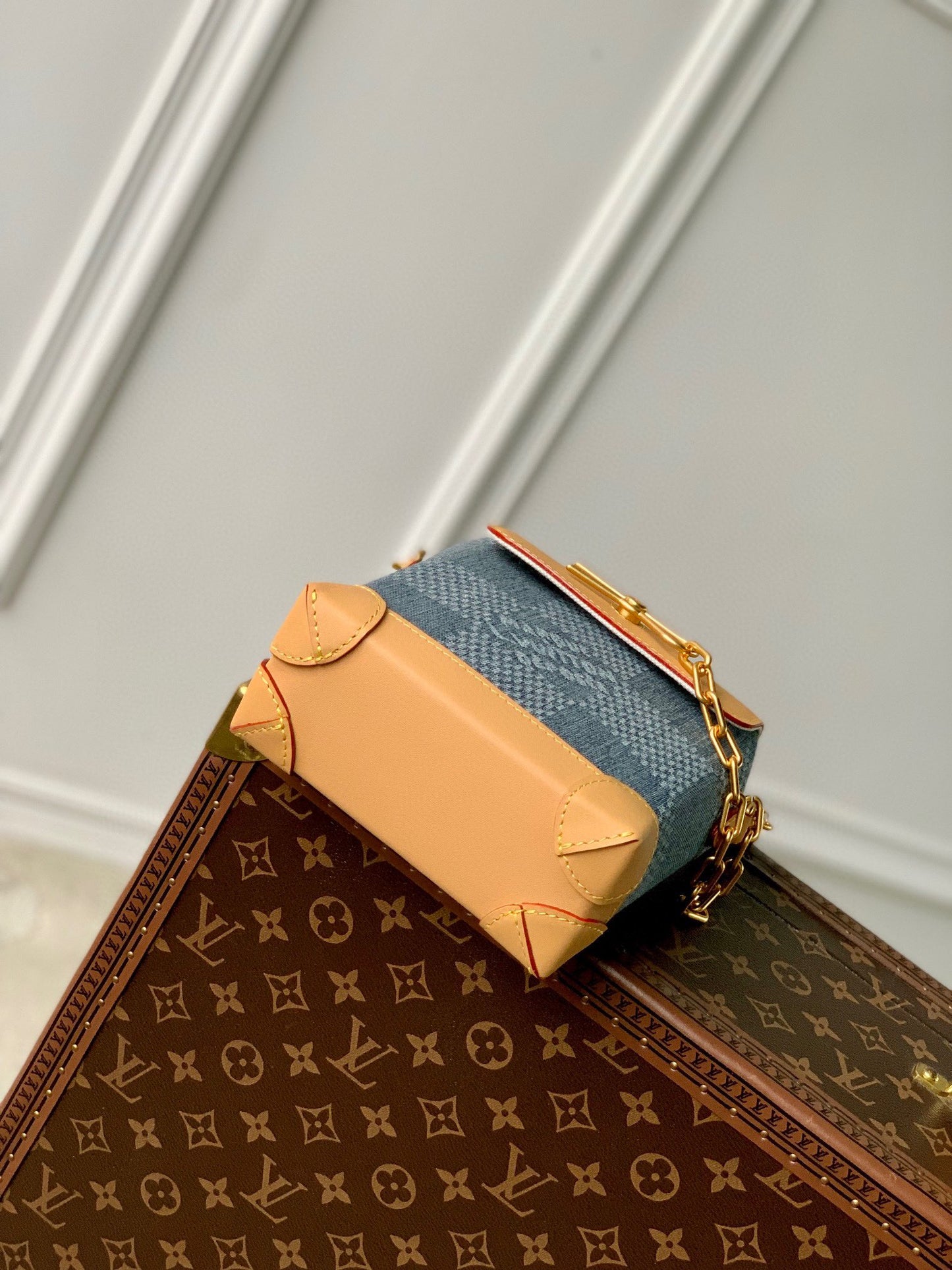 Louis Vuitton Damier Denim Micro Valisette Crossbody Bag - Blue