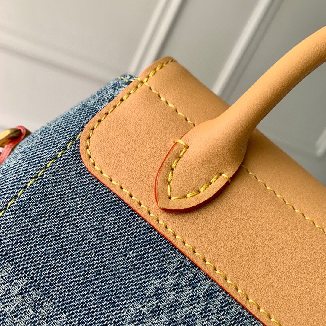 Louis Vuitton Damier Denim Micro Valisette Crossbody Bag - Blue