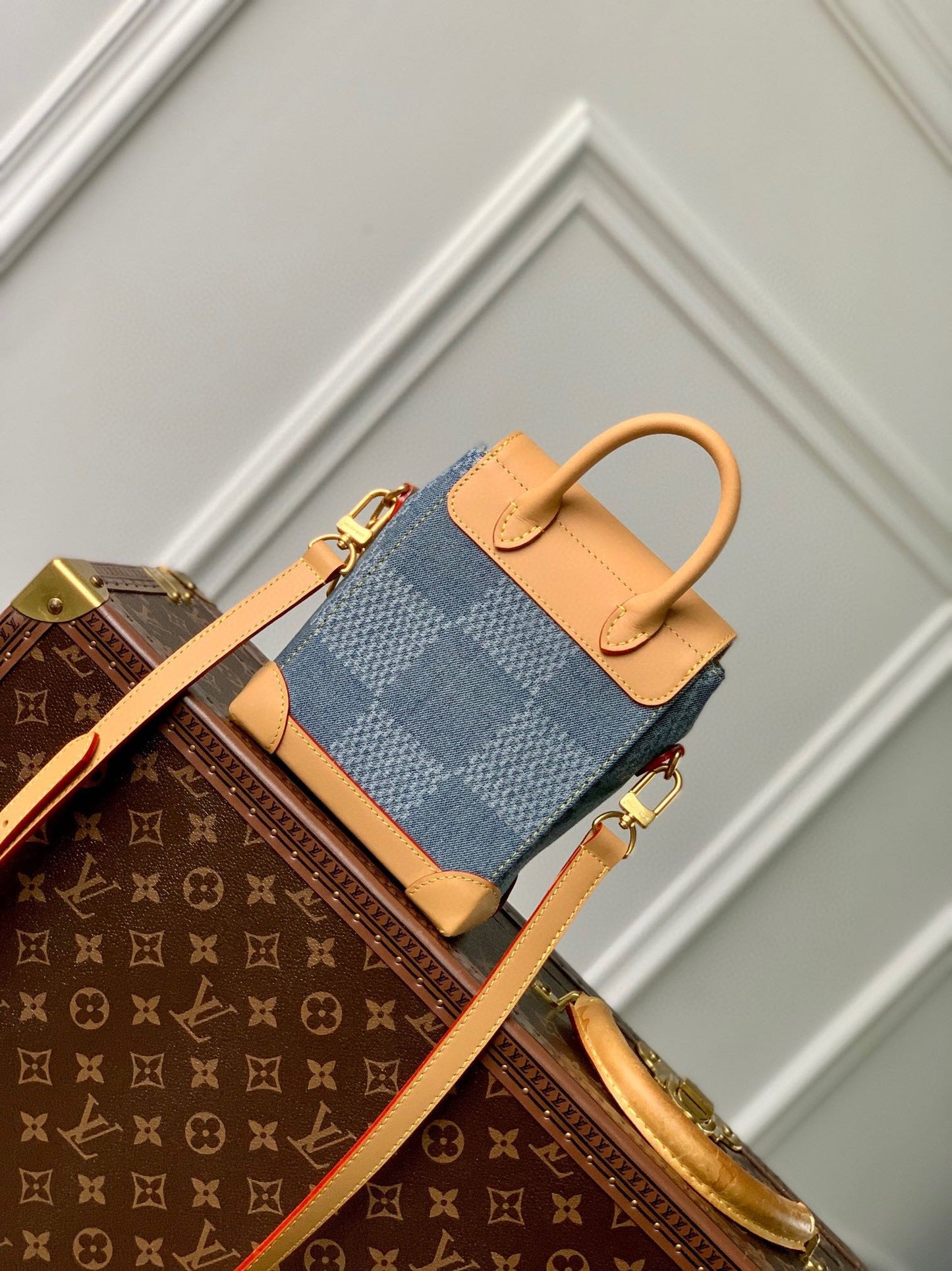 Louis Vuitton Damier Denim Micro Valisette Crossbody Bag - Blue