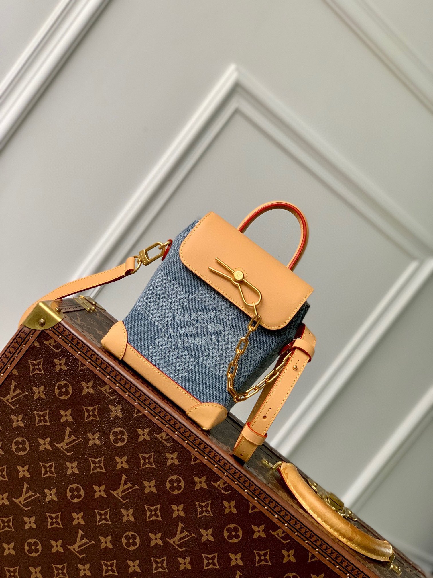 Louis Vuitton Damier Denim Micro Valisette Crossbody Bag - Blue