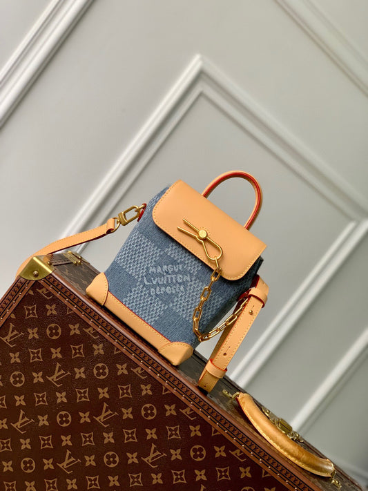 Louis Vuitton Damier Denim Micro Valisette Crossbody Bag - Blue