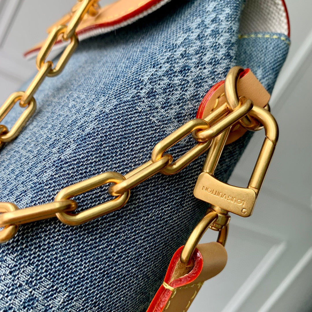 Louis Vuitton Damier Denim Micro Valisette Crossbody Bag - Blue