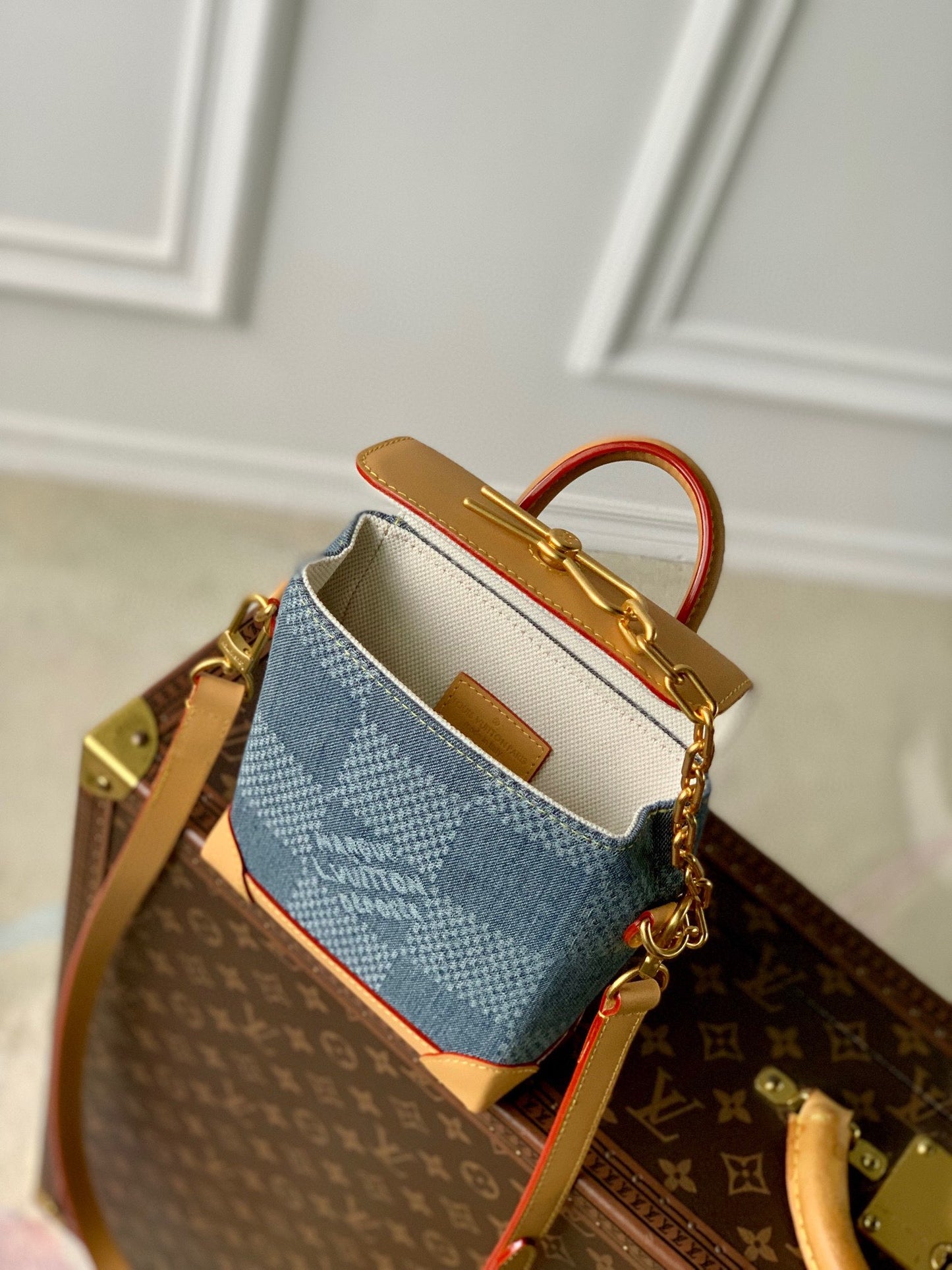 Louis Vuitton Damier Denim Micro Valisette Crossbody Bag - Blue