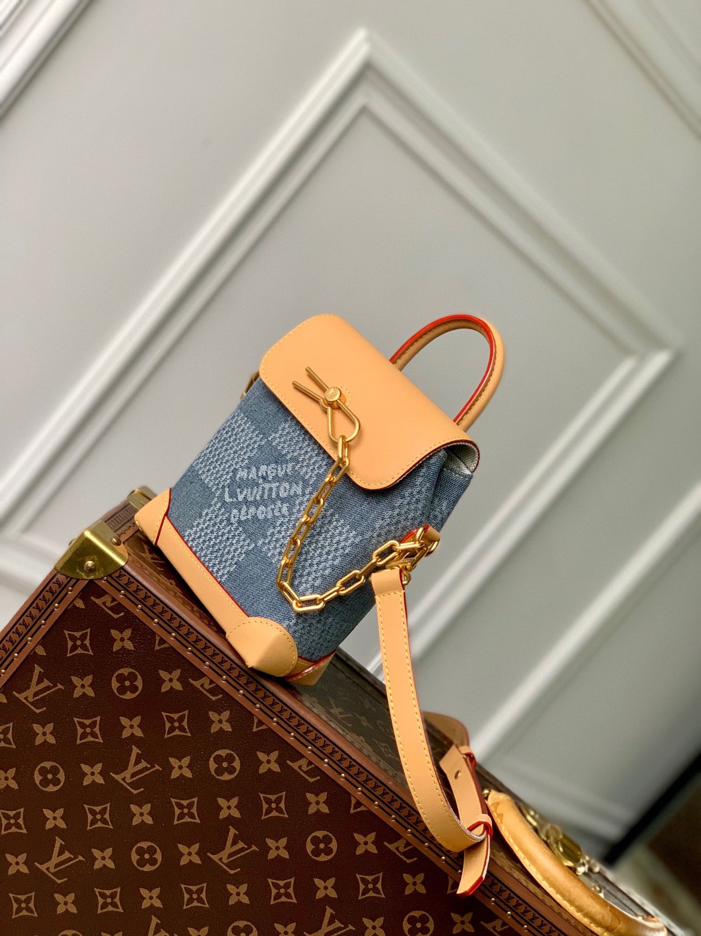 Louis Vuitton Damier Denim Micro Valisette Crossbody Bag - Blue