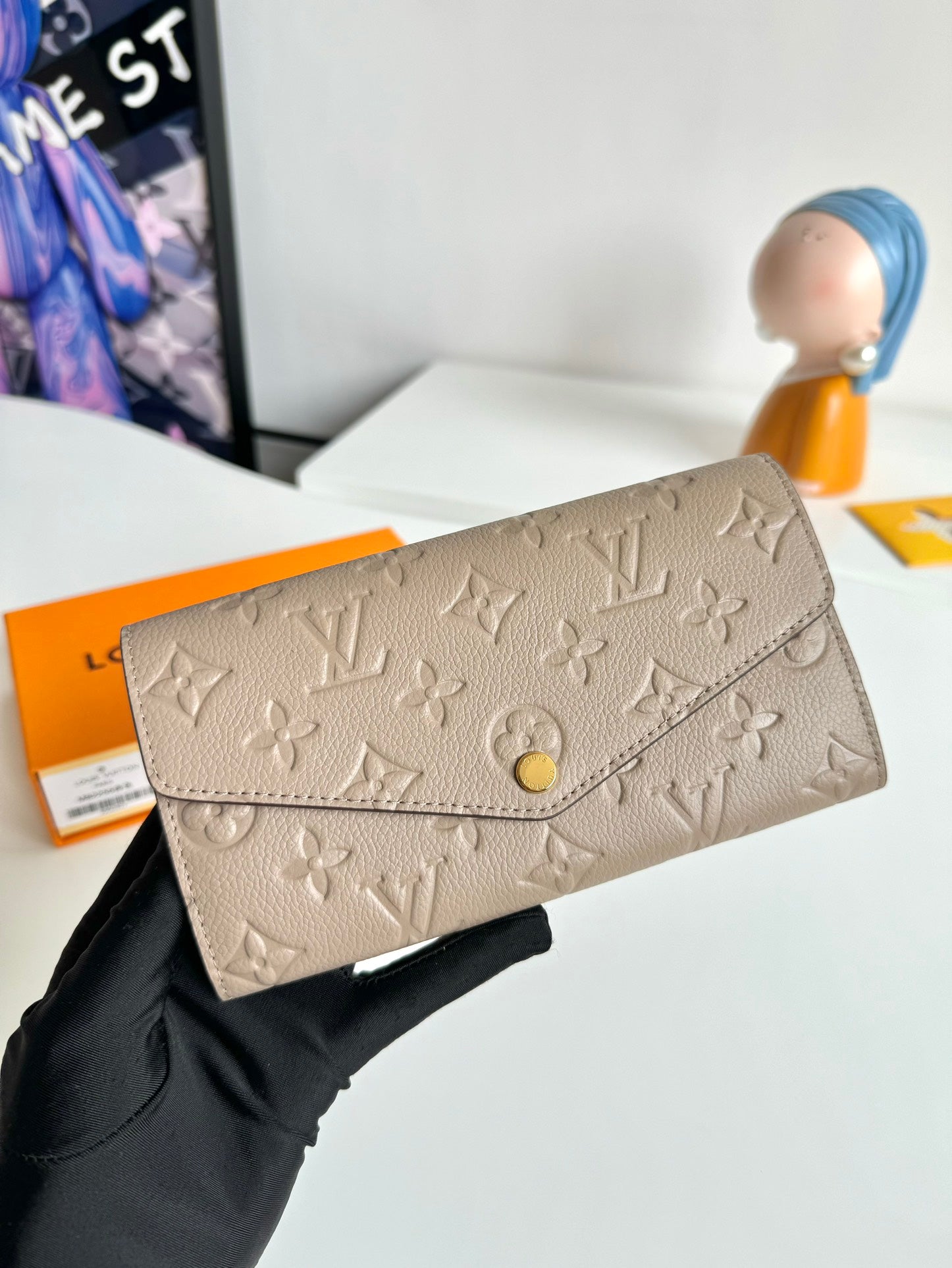 Louis Vuitton Sarah Wallet Monogram Empreinte Leather Turtledove
