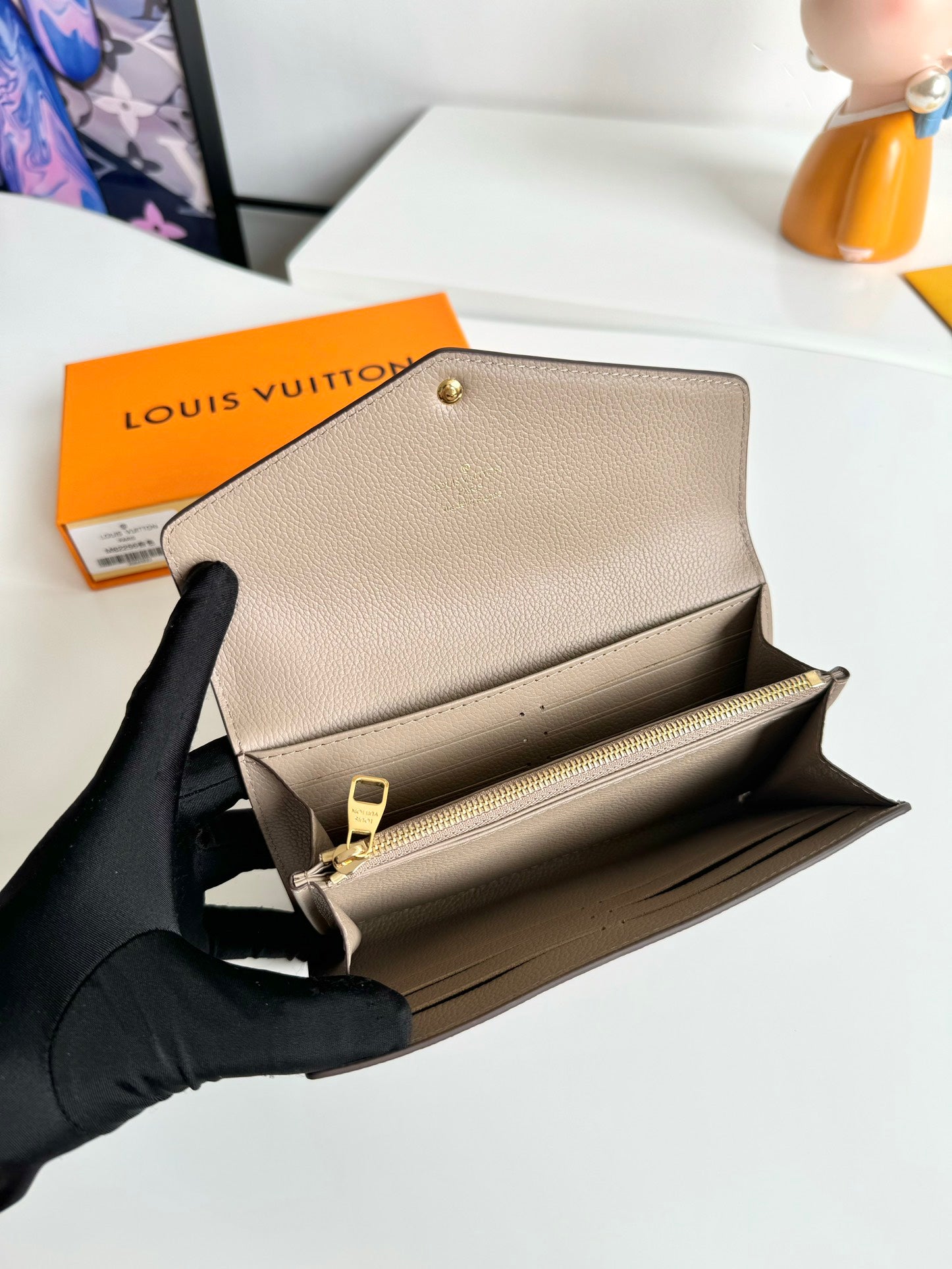Louis Vuitton Sarah Wallet Monogram Empreinte Leather Turtledove