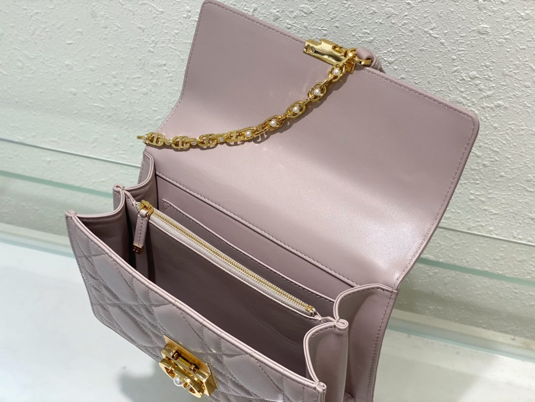 Miss Dior Quilted Leather Top Handle Bag - Lilac