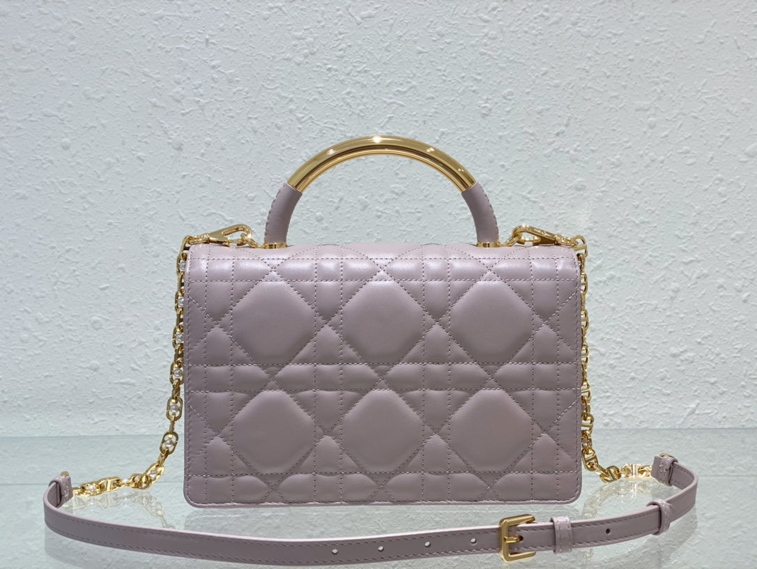 Miss Dior Top Handle Bag - Lilac Quilted Lambskin with Gold Hardware