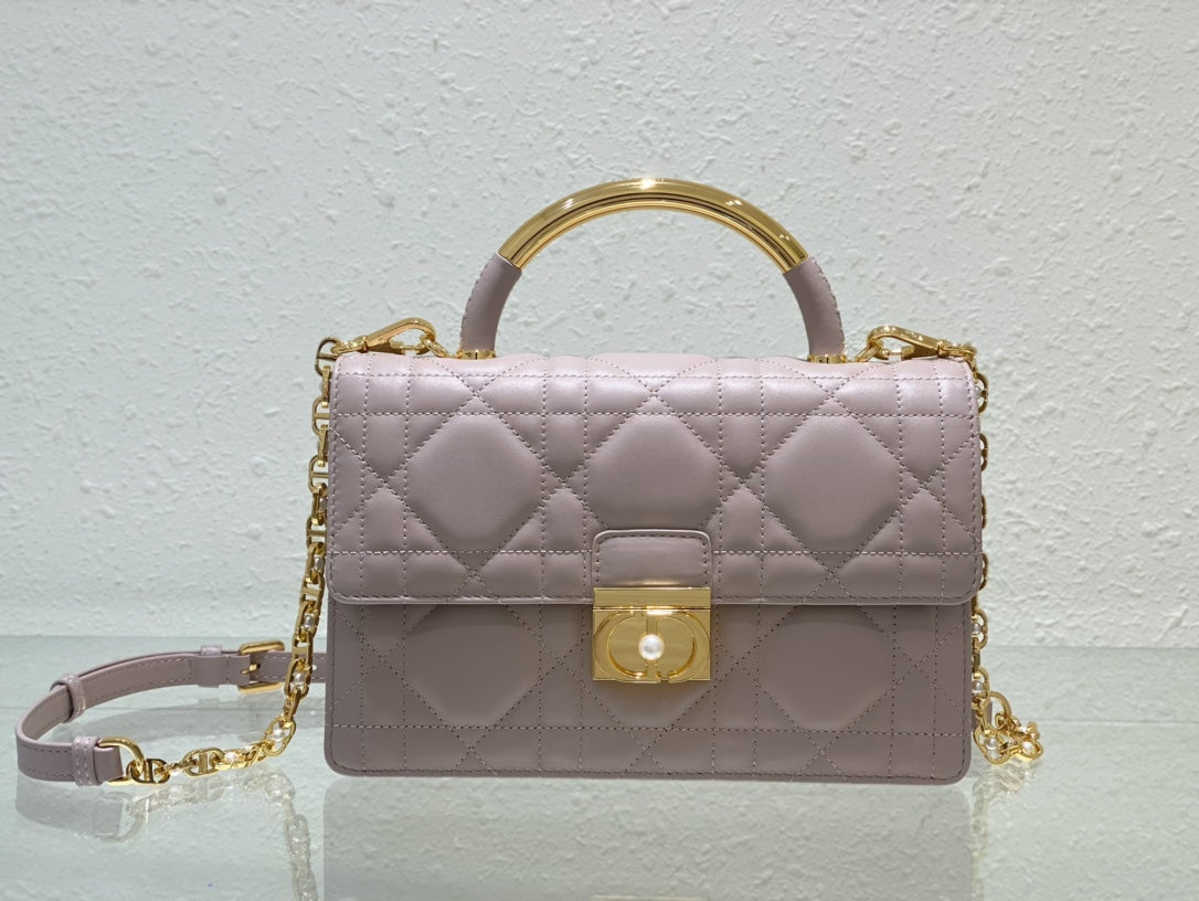 Miss Dior Quilted Leather Top Handle Bag - Lilac
