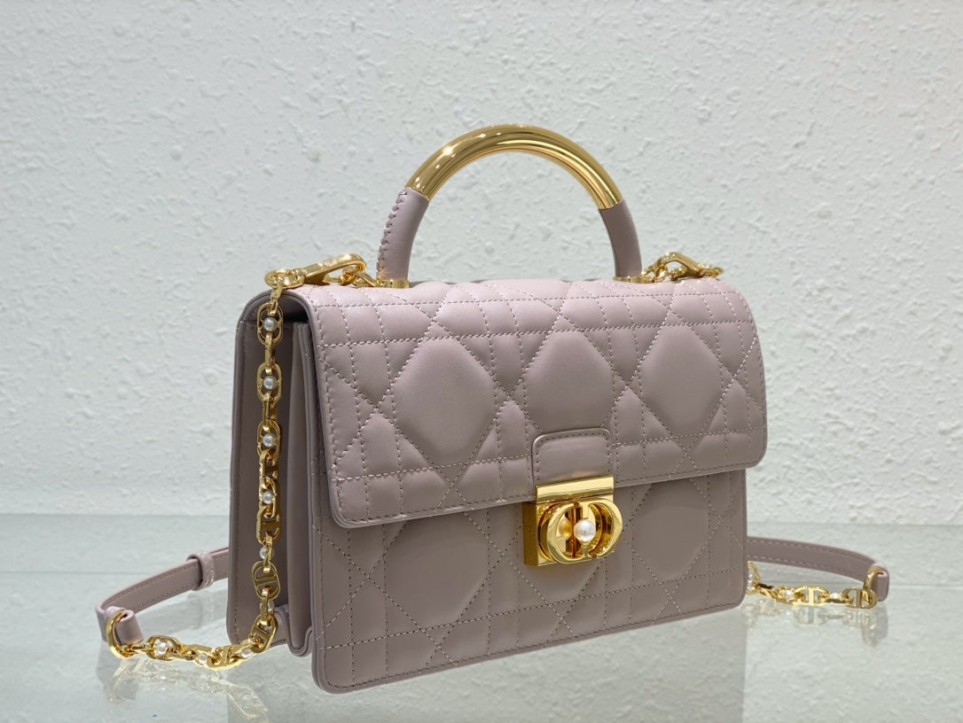 Miss Dior Quilted Leather Top Handle Bag - Lilac