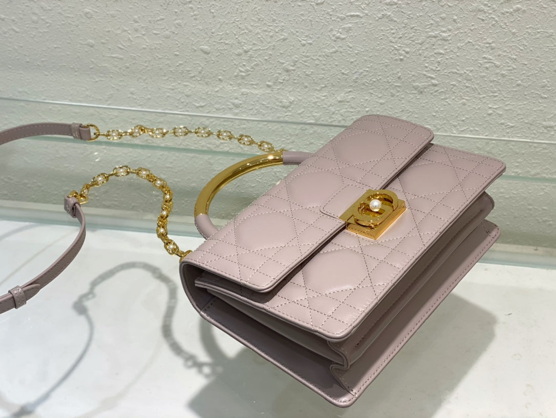 Miss Dior Top Handle Bag - Lilac Quilted Lambskin with Gold Hardware