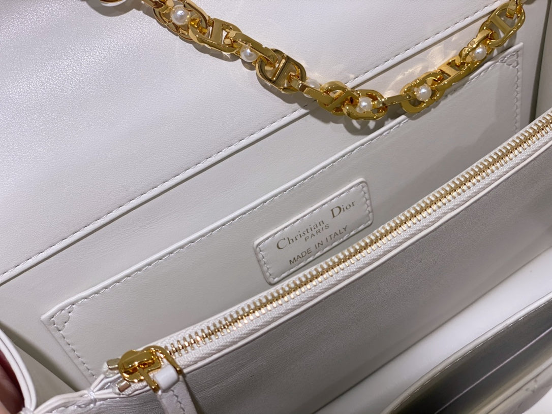Miss Dior Mini Bag White Quilted Cannage Lambskin with Gold-Tone Handle
