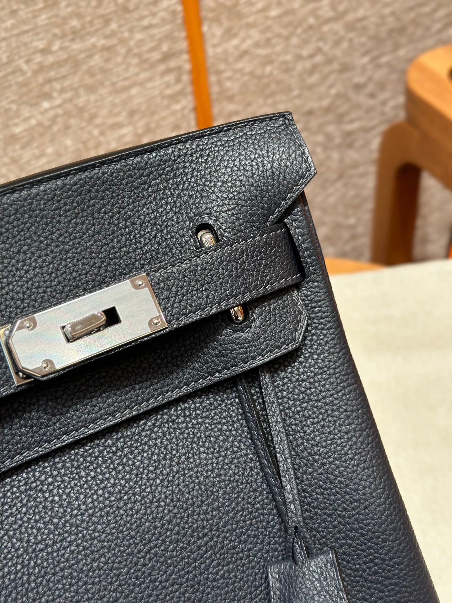 Hermès Kellyado Backpack in Black Leather with Silver-Tone Hardware