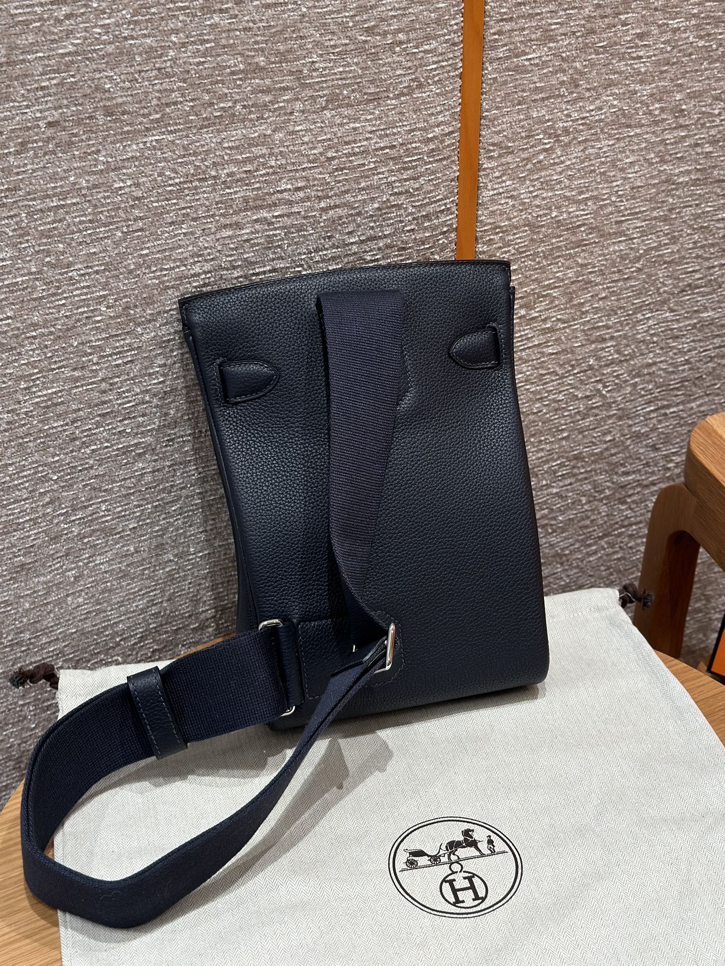 Hermès Kellyado Backpack in Black Leather with Silver-Tone Hardware
