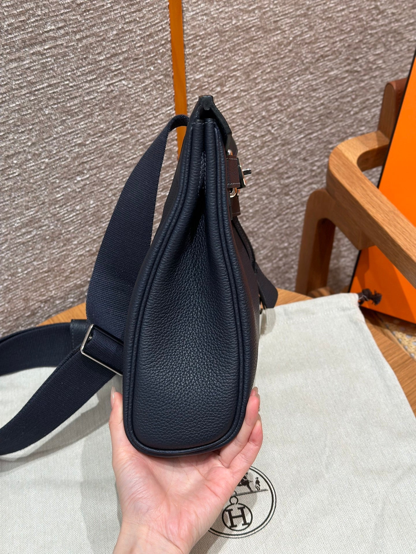 Hermès Kellyado Backpack in Black Leather with Silver-Tone Hardware