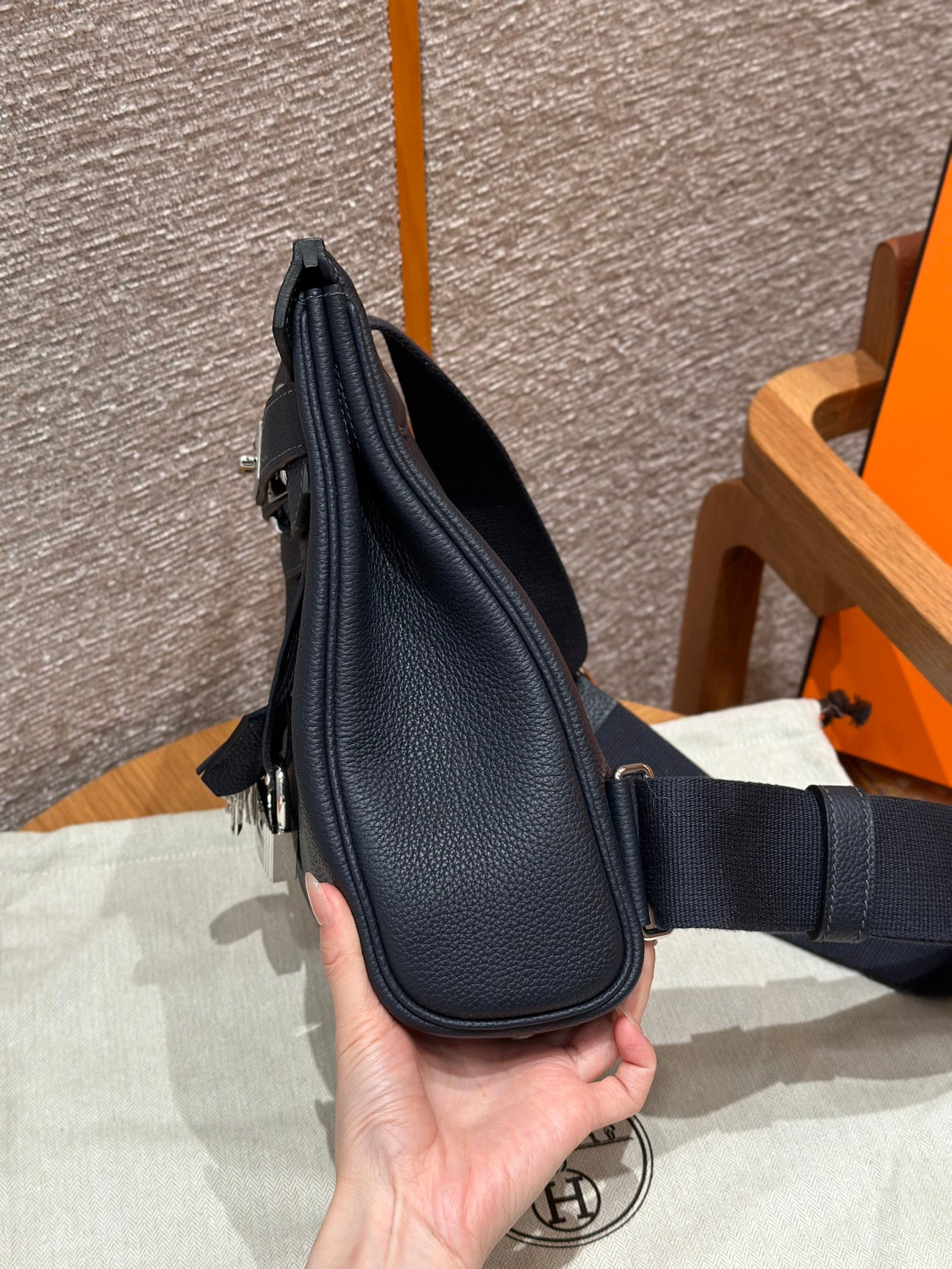 Hermès Kellyado Backpack in Black Leather with Silver-Tone Hardware