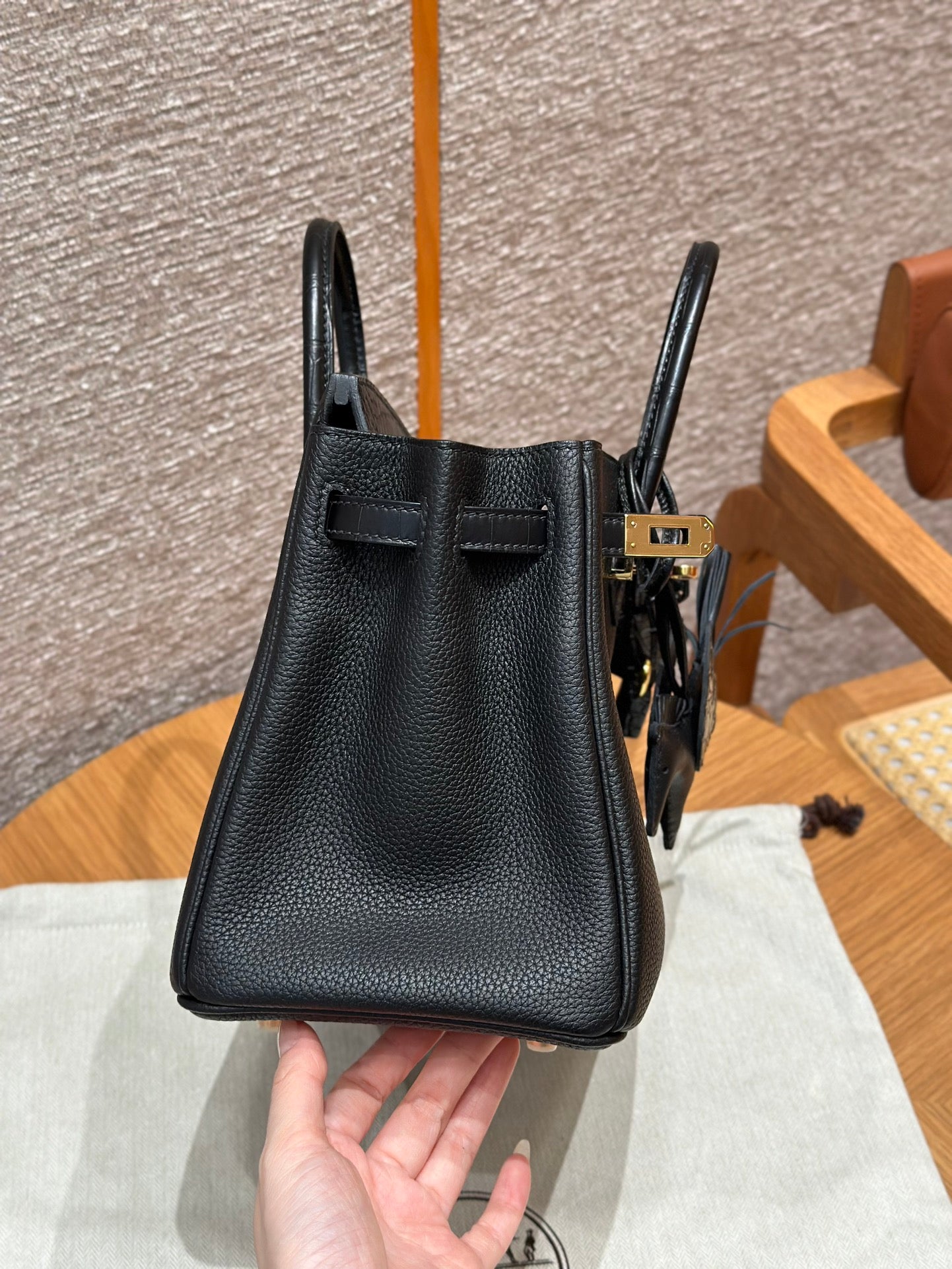 Hermès Birkin 25 Black Togo Leather Gold Hardware with Pegasus Charm