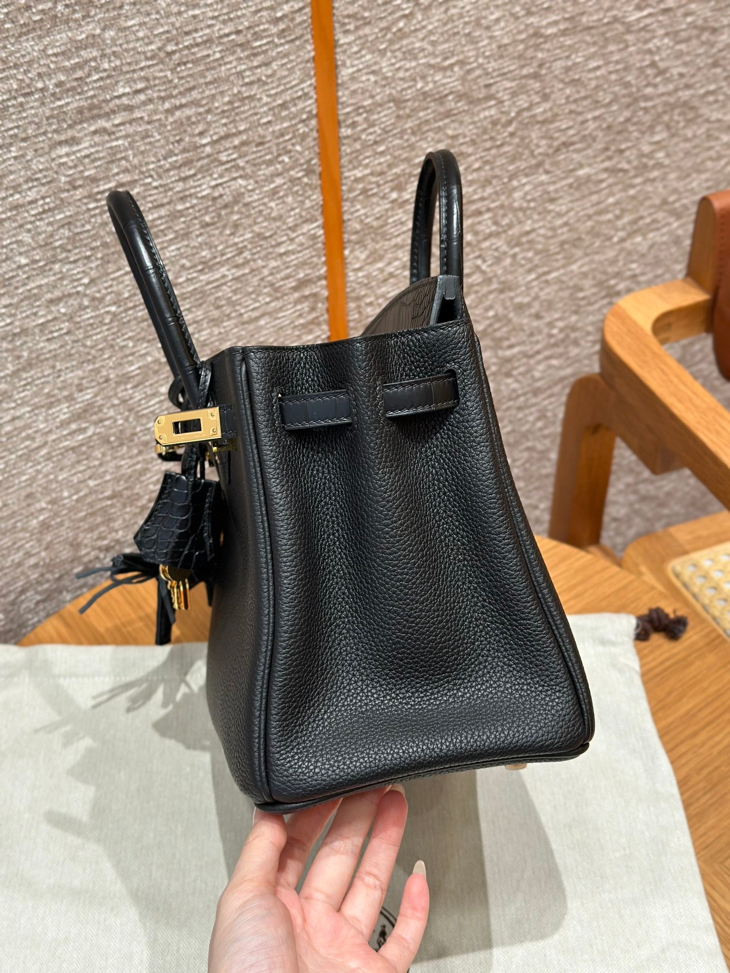 Hermès Birkin 25 Black Togo Leather Gold Hardware with Pegasus Charm