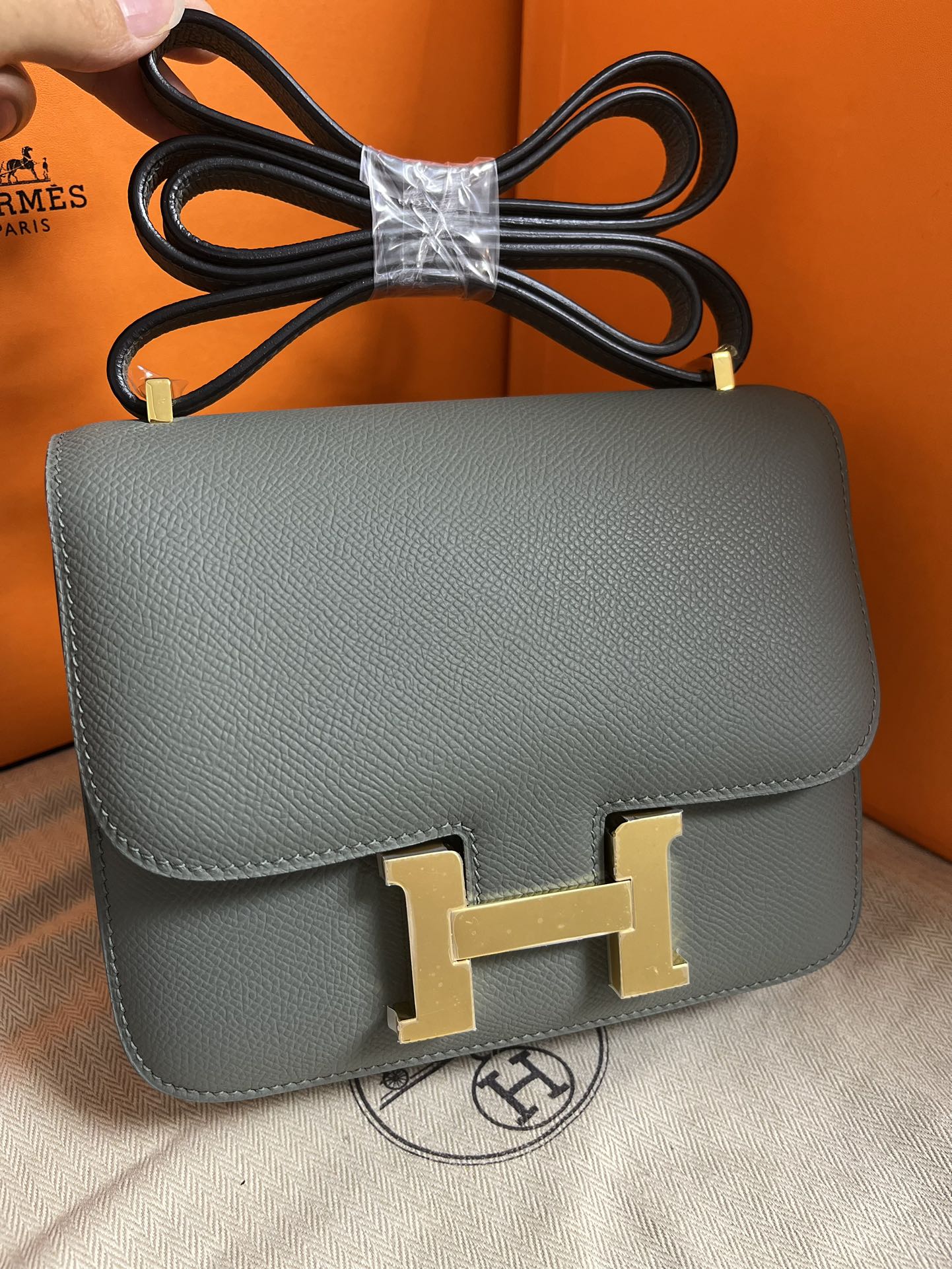 Hermès Constance 24 Bag in Grey Epsom Leather with Gold Hardware