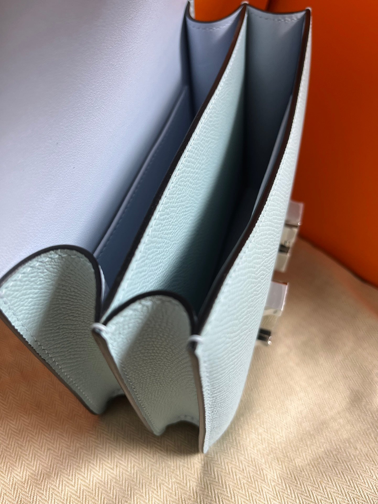 Hermès Constance 18 Bag in Bleu Brume Epsom Leather with Palladium Hardware