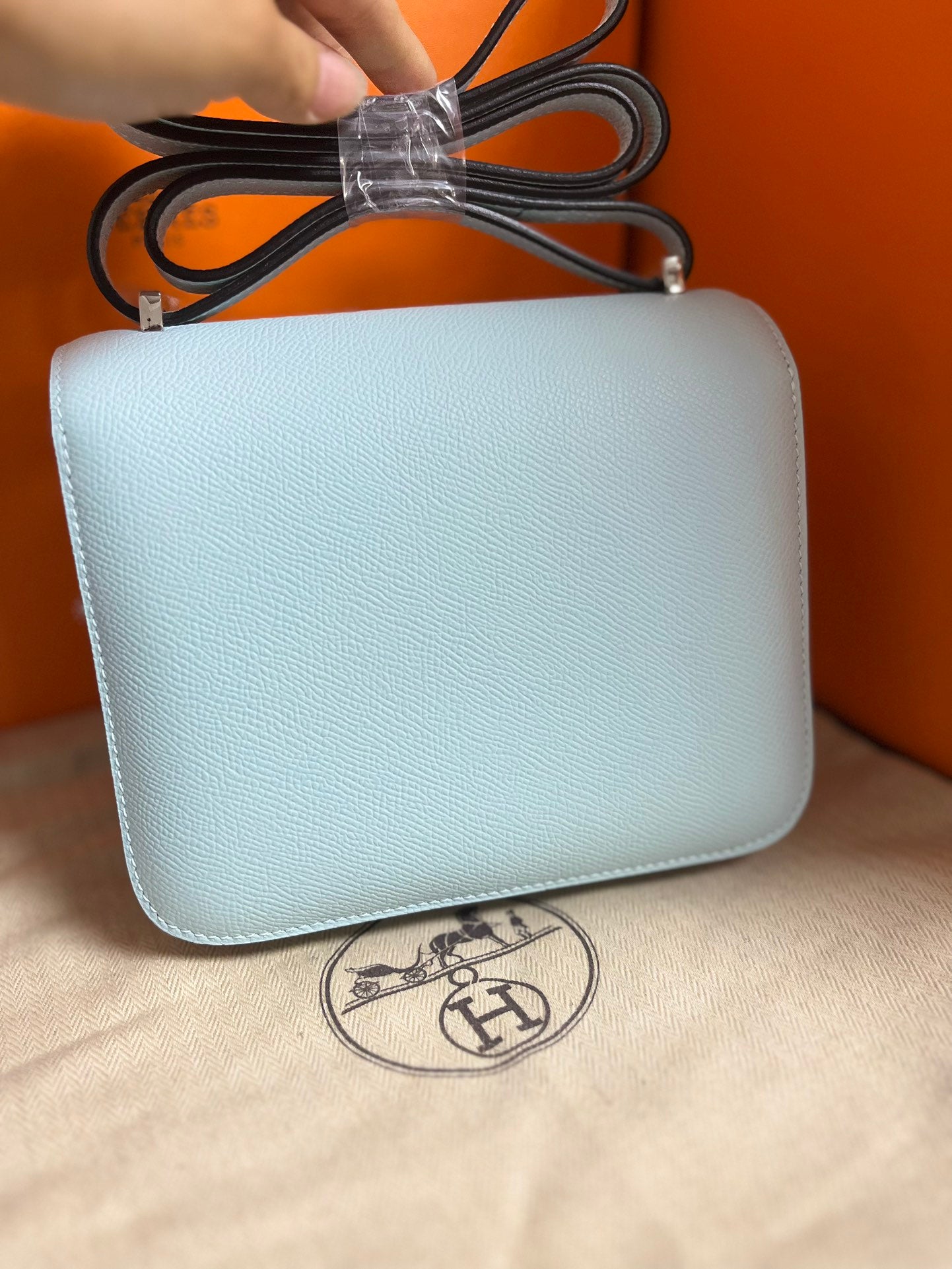 Hermès Constance 18 Bag in Bleu Brume Epsom Leather with Palladium Hardware