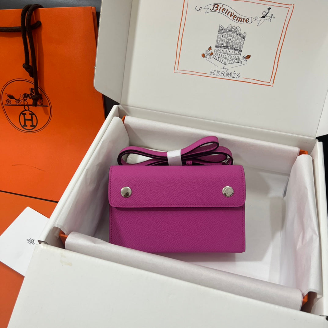 Hermès Constance Slim Wallet in Pink Epsom Leather with Silver Hardware
