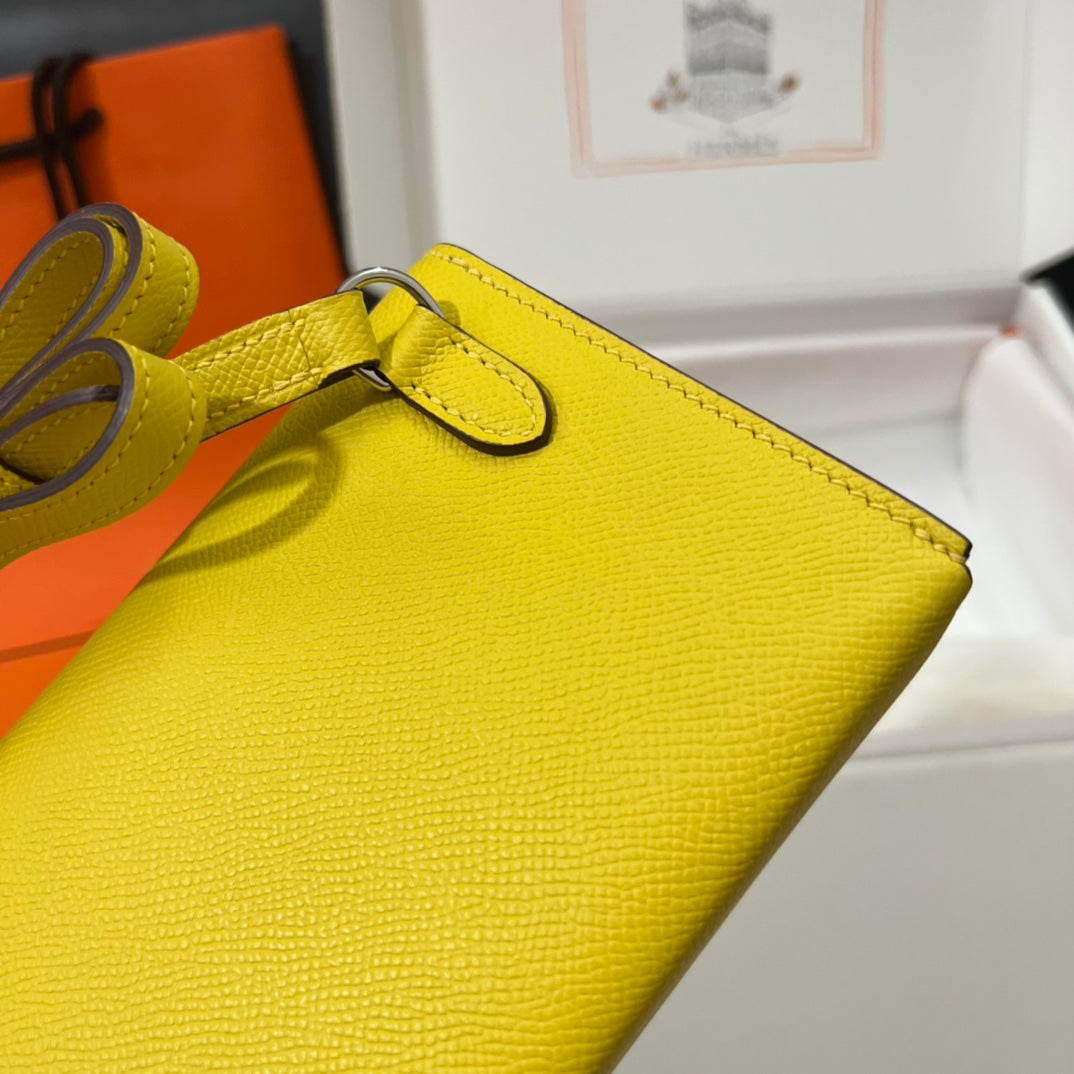 Hermès Kelly To Go Wallet - Lime Epsom Leather with Silver Hardware